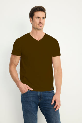 Elance Combed Cotton-Rich V-Neck T-Shirt
