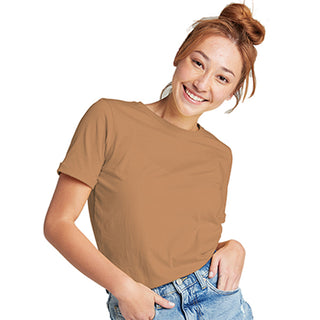 Combed Cotton-Rich Round Neck T-Shirt for Women
