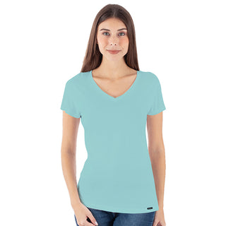 Combed Cotton-Rich V-Neck T-Shirt for Women