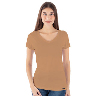 Combed Cotton-Rich V-Neck T-Shirt for Women