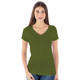 Combed Cotton-Rich V-Neck T-Shirt for Women