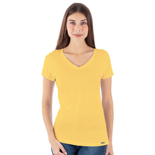 Combed Cotton-Rich V-Neck T-Shirt for Women
