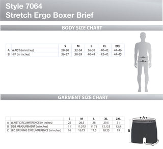 Stretch Cotton Spandex Ergo Men's Boxer Brief Underwear