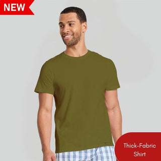 MENS CREWNECK THICK-FABRIC SHIRT