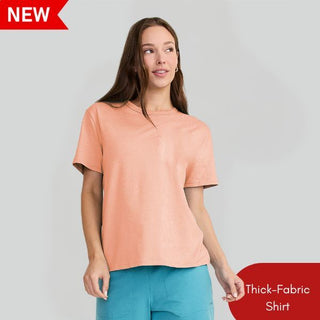 WOMENS CREWNECK THICK-FABRIC SHIRT