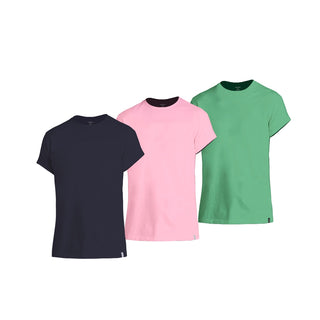 Combed Cotton-Rich Round Neck T-Shirt for Women (Pack of 3)