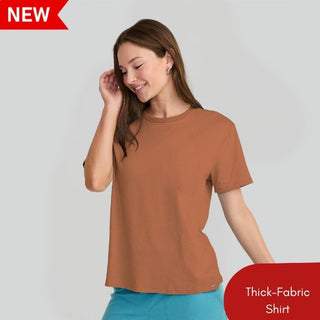 WOMENS CREWNECK THICK-FABRIC SHIRT