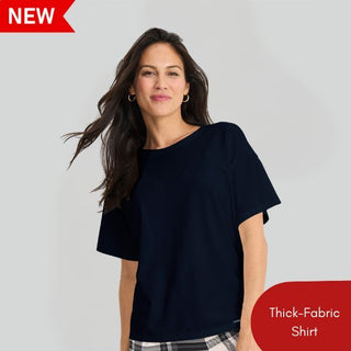 WOMENS CREWNECK THICK-FABRIC SHIRT