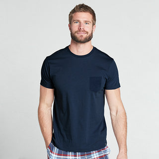 Elance Combed Cotton-Rich Round Neck T-Shirt with Pocket